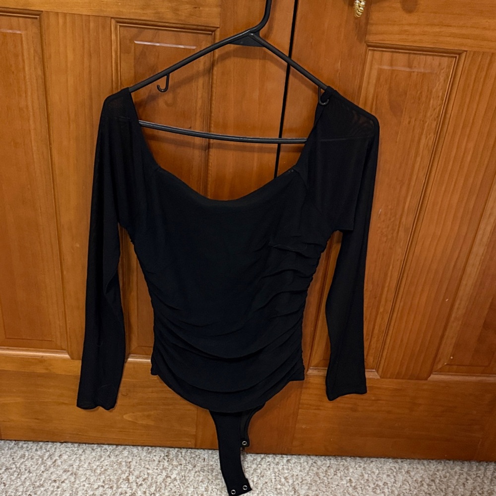 Black Long Shear Sleeve Bodysuit